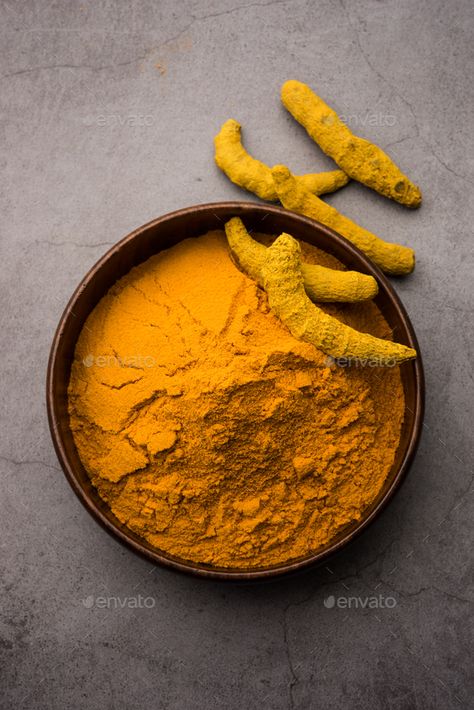 Organic Haldi or Turmeric powder spice pile in a bowl with whole, selective focus by stockimagefactory. Organic Dry turmeric or Haldi powder also known as curcuma longa linn, selective focus #Sponsored #spice, #pile, #bowl, #powder Natural Spices, Turmeric Powder, Ways To Use Turmeric Powder, Turmeric Powder Photography, Turmeric Powder Packaging, Turmeric Anthotype, Haldi Powder, Tumeric Powder, Turmeric Soap Photography