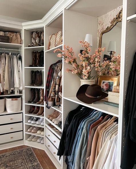 Ikea pax wardrobe dream closet organization Closet Hat Organization, Dream Closet Organization, Closet Spaces, Organized House, Coastal Cowgirl Aesthetic, Pax Closet, Ikea Pax Closet, Closet Island, Wardrobe Systems