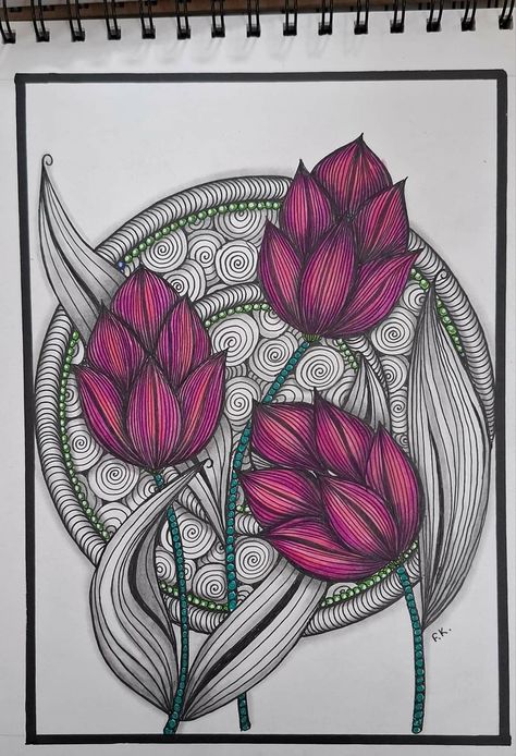 Sketchpen Drawings Ideas Aesthetic, Unique Mandala Drawing, Pen Art Work, Statue Tattoo, Doodle Art Flowers, Easy Mandala Drawing, Zentangle Artwork, Mandala Art Therapy, Art Painting Tools