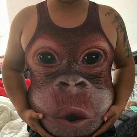 Mens Tank Tops Summer, Monkey Print, 3d Tattoos, Funny Tank Tops, 3d Tattoo, Funny Fashion, Best Friend Tattoos, Funny Tattoos, Monkeys Funny