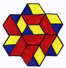 There are 7 triangles,7 trapezoid, 7 parallelograms and 7 hexagons. Parallelogram Art, Tessellation Patterns, Rangoli Borders, Shapes Images, Geometry Art, Basic Shapes, Pattern Drawing, Art Google, Geometric Art