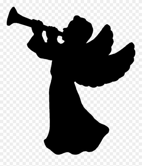 Xmas Silhouette, Angel With Trumpet, Angel Silhouette, Christmas Silhouette, Ward Christmas Party, Angel Vector, Trumpet Silhouette, Felt Crafts Christmas, Angel Images