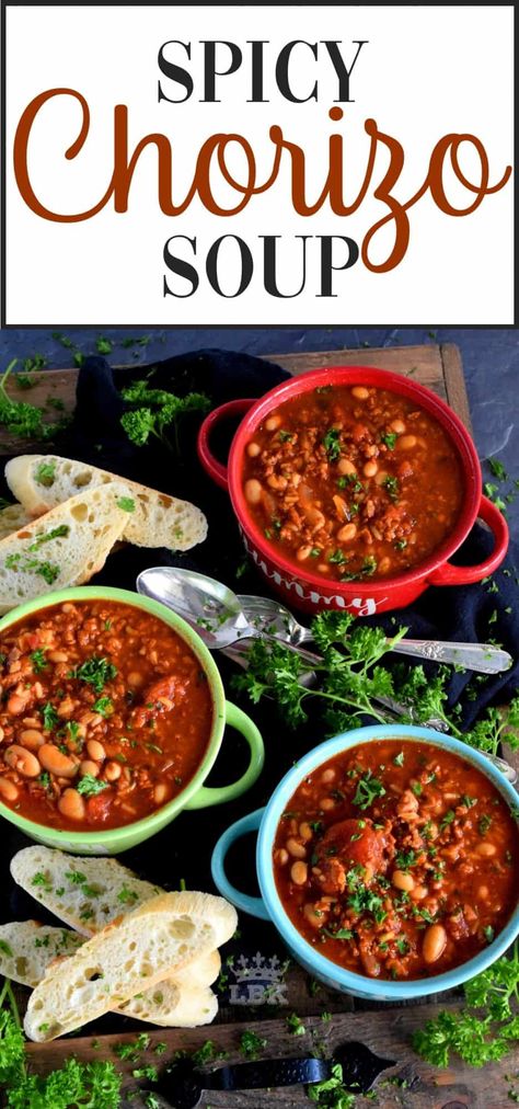 Soup Chorizo, Ground Chorizo, Chorizo Soup Recipes, Chorizo Recipes Dinner, Spicy Soup Recipes, Ribs Soup, Chili Stew, Chorizo Soup, Chorizo Recipes