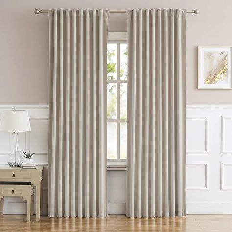 Amazon.com: DUALIFE Warm Taupe Curtain 96 Inches Long for Bedroom/Living Room Thermal Insulated Blackout Back Tab and Rod Pocket Dining Room Curtains Drapes 2 Panels - Taupe Tan,W52 x L96 : Home & Kitchen Taupe Curtains, Baby Room Curtains, Dining Room Curtains, Bedroom Drapes, Warm Taupe, Insulated Curtains, Drape Panel, Sliding Patio Doors, Room Curtains