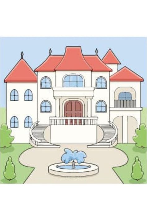 Mansion Drawing Anime Mansion House, Mansion Drawing, Mansion Illustration, Mansion Sketch, Mansion Drawing Easy, Gigantic Mansion, Dream House Drawing Easy, Black Mansion, Dream House Drawing