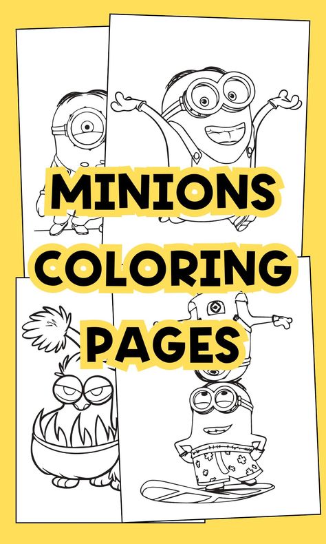 Free Printable Minions Coloring Pages for Kids - In The Playroom Minion Printables Templates, Minion Birthday Party Activities, Free Printable Minion Templates, Minion Birthday Party Decorations Free Printable, Minion Coloring Pages Free Printable, Minions Activities For Kids, Minion Crafts For Kids, Minion Activities, Minion Party Games