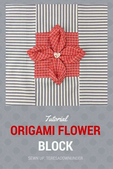 Video tutorial: Origami flower quilt block Origami Quilt Blocks, Dimensional Quilts, Flower Quilt Block, Origami Fabric, Origami Quilt, Flower Quilt Patterns, Textured Quilt, Fabric Folding, Tutorial Origami