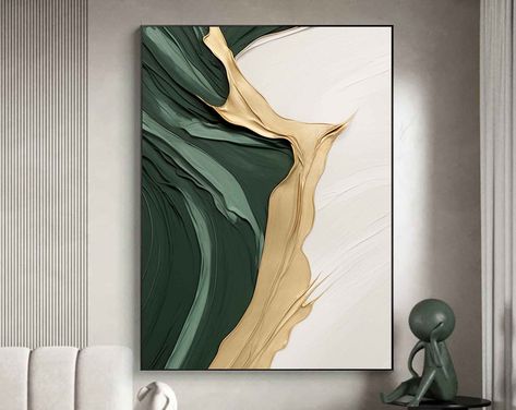 Wabi Sabi Art Painting, Wabi Sabi Art, Wall Art Green, Gold Poster, Green Texture, Gold Wall Art, Plaster Art, Art Green, Wall Decor Pictures