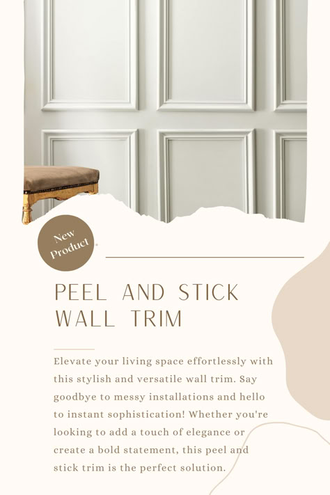 Wall trim is a simple way to add a touch of sophistication and elegance. However, dealing with wood trim can be difficult and time-consuming. I used this peel and stick wall trim throughout my entire house and I love it! It was so easy to use and I am obsessed with the results. I highly recommend. Diy Peel And Stick Wall Molding, Peel And Stick Wall Trim, Peel And Stick Moulding, Wall Chair Rail Ideas, Easy Wall Trim, Wood Trim Walls, Peel And Stick Molding, Wall Trim Molding, Stick Chair