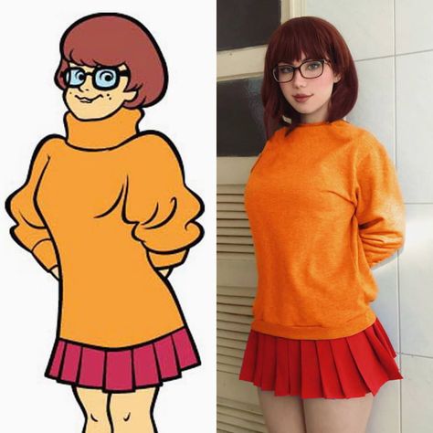 Velma from Scooby Doo by Maria Fernanda Velma Costume, Scooby Doo Costumes, Velma Cosplay, Velma Scooby Doo, Daphne And Velma, Cartoon Cosplay, Cartoon Costumes, Female Cartoon Characters, Diy Kostüm