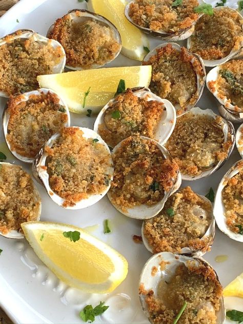 Perfect Baked Stuffed Clams - Proud Italian Cook Baked Clams With Cheese, Chopped Baked Clams Recipe, Stuffed Clams Baked, Stuffed Clams Recipe, Baked Stuffed Clams Recipe, Stuffed Clams Recipe New England, Little Neck Clam Recipes, Baked Clams Recipe, Baked Clams Oreganata