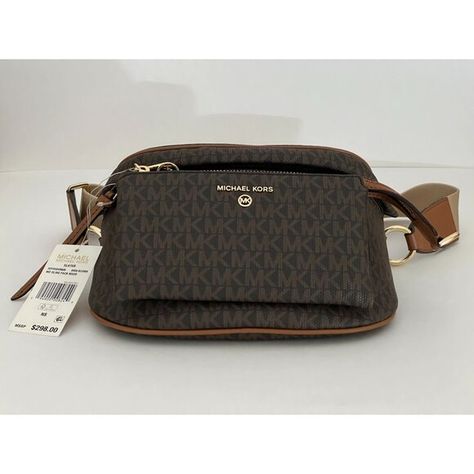 Michael Kors Slater Medium Sling Pack Messenger Bag - Brown & Acorn Michael Kors, Organized Storage, Sling Pack, Mk Logo, Logo Pattern, Michael Kors Bag, Adjustable Straps, Comfort Fit, Bag Lady