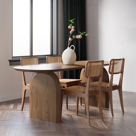 homary Wooden Dining Table Modern, Japandi Dining, Dining Table Solid Wood, Dining Table For 6, Mesa Oval, Set Meja Makan, Farmhouse Dining Table, Oval Table Dining, Solid Wood Table