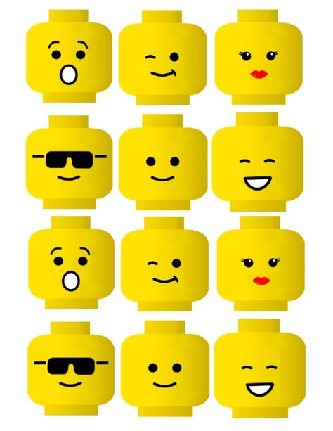 Lego Party Printables, Lego Classroom, Lego Movie Party, Lego Faces, Lego Printables, Lego Themed Party, Lego Head, Ninjago Birthday, Ninjago Party