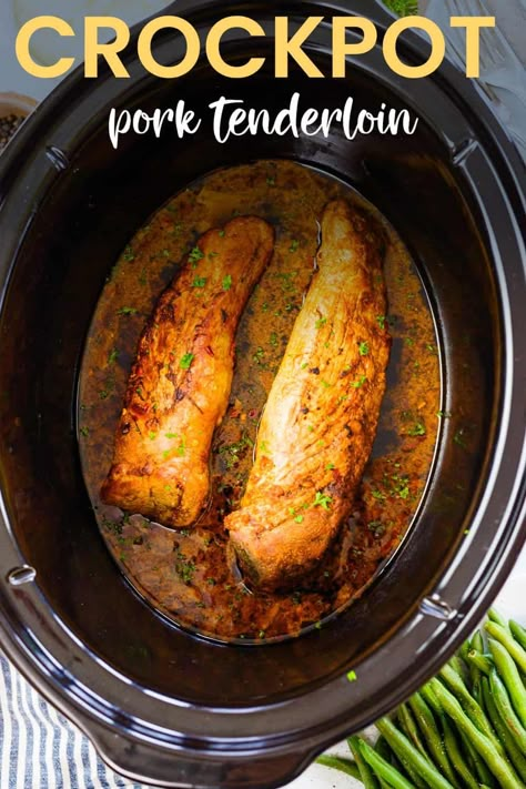 This crockpot pork tenderloin recipe is so tender and juicy! It's slow cooked in a seasoning rub with a low carb sweet and savory sauce! Pork Tenderloin Keto Recipes In Crockpot, Low Carb Pork Tenderloin Recipes Crock Pot, Prom Tenderloin Crockpot, Keto Pork Tenderloin Crockpot, Keto Pork Loin Recipes Crockpot, Boneless Pork Loin Recipes Crockpot, Pork Tenderloin Recipes In Crockpot, Keto Pork Tenderloin, Pork Loin Recipes Slow Cooker