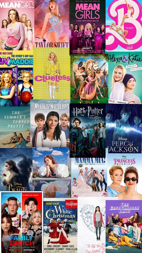 some of my favs!! #movies #tv #fyp #like #collage #vibes #music Sleepover Essentials, Best Teen Movies, Romcom Movies, Netflix Shows To Watch, Movie Collage, Movies To Watch Teenagers, Netflix Movies To Watch, Movie Hacks, Girly Movies