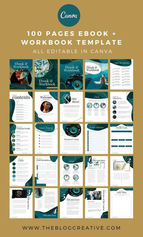 #Ebook_Design_Layout #Presentation_Layouts #Workbook_Layout #Ebook_Canva_Template Canva Worksheet Templates, Ebook Design Layout, Teal Color Scheme, Workbook Layout, Presentation Layouts, Ebook Layout, Ebook Template Design, Workbook Cover, Workbook Design