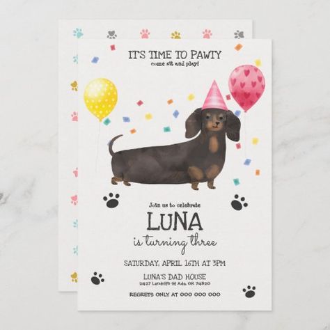 $3.08 | Dachshund Lets Pawty Dog Birthday Invitation Pink #birthday invitation, lets pawty, puppy dog invitation, pawty invitation, puppy birthday party, dog birthday invite, puppy birthday, dog birthday invitations, pink, dachshund Dachshund Party, Lets Pawty, Dog Birthday Invitations, Dachshund Birthday, Dachshund Illustration, Birthday Invitation Pink, Puppy Birthday Parties, Bday Invitations, Birthday Dog