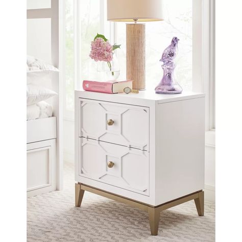 Rachael Ray Home Chelsea 2 Drawer Nightstand | Wayfair White And Gold Nightstand, Gold Nightstand, Ray White, Nightstand Decor, Kids Nightstand, White Nightstand, Drawer Design, Kids Bedroom Sets, Rachael Ray