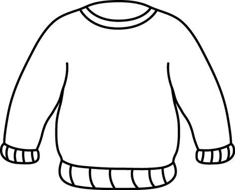 Black and White Sweater Clip Art - Black and White Sweater Image Sweater Template Printable, Sweater Clip Art, Sweater Template, Sweater Clipart, Clothes Clipart, Sweater Crafts, Reuse Old Clothes, Sweater Art, Santa Sweater