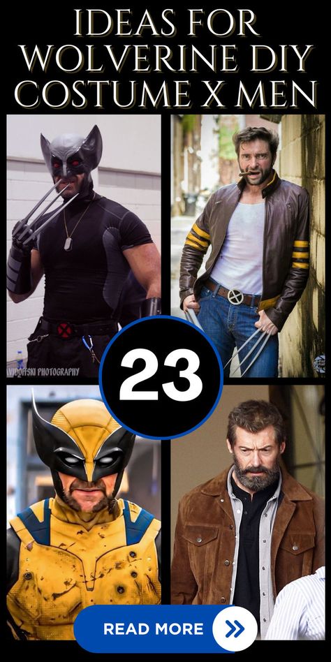 Explore these 23 cool Wolverine costume ideas for men that are perfect for your next cosplay or Halloween party! Unleash your inner superhero with these creative looks. #WolverineCostume #MensCostume #SuperheroCostume #CosplayIdeas #HalloweenCostumeIdeas Diy Wolverine Costume, Wolverine Costume Kids, Costume Ideas For Men, Diy Superhero Costume, Wolverine Costume, Wolverine Cosplay, Superhero Cosplay, Diy Costume, Man Character