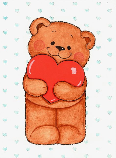 Bear Holding Heart Card Bear Holding Heart, Valentine Drawing, Valentines Day Collection, Holding Heart, Holding A Heart, Bear Drawing, Heart Card, Bear Valentines, Heart Drawing