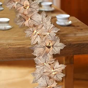 Thanksgiving Mantle, Fireplace Farmhouse, Garland With Lights, Lighted Garland, Maple Leaf Wreath, Mantle Fireplace, Vine Decoration, Porch Table, Christmas Wall Hangings