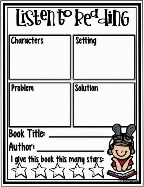 Characters Setting Problem Solution, Listen To Reading, Reading Stations, Teaching Ela, 2nd Grade Reading, Reading Response, First Grade Reading, Reading Centers, Readers Workshop