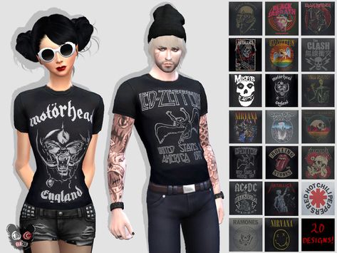 The Sims Resource - JaccBurke's Rock Band T-Shirts 80s Rock Concert Outfit, 80s Rock Concert, Outfit Band, Rock Concert Outfit, Sims 4 Cc Goth, Sims 4 Male, Concert Outfit Rock, Metal Band Shirts, Rock Band Shirts