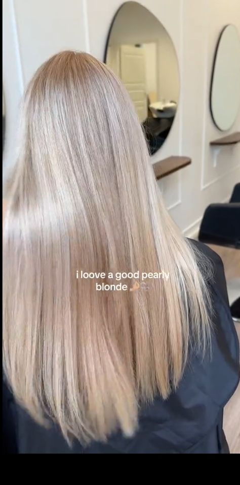 Pearly blonde ✨️ Blonde Balayage Pearl, Pearly Blonde Hair, Pearl Blonde Hair, Pearl Blonde, Straight Blonde Hair, Princess Hair, Beauty Inspo, Princess Hairstyles, Hair Colours