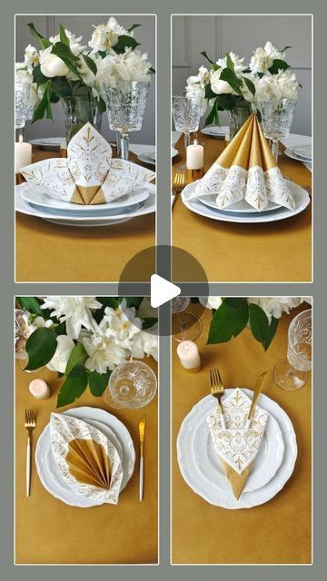 Easy Cloth Napkin Folding, Folded Napkin Ideas, Salvete Ideas, Paper Napkins Folding Ideas, Serviette Folding Ideas, Table Napkins Ideas, Napkins Ideas, Beautiful Napkin Folding, Napkin Folding Ideas