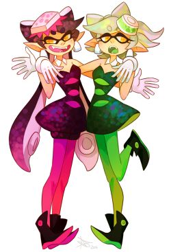 Callie Marie, Splatoon Squid Sisters, Splatoon Squid, Squid Sisters, Nintendo Splatoon, Callie And Marie, Splatoon Comics, Humanoid Creatures, Video Game Fan Art