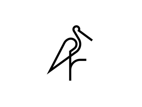 Stork by Petar Shalamanov Stork Logo, Japanese Logos, Hand Palm Tattoos, Animal Logo Inspiration, Animals Logo, Stork Bird, Palm Tattoos, Japanese Logo, Hand Palm