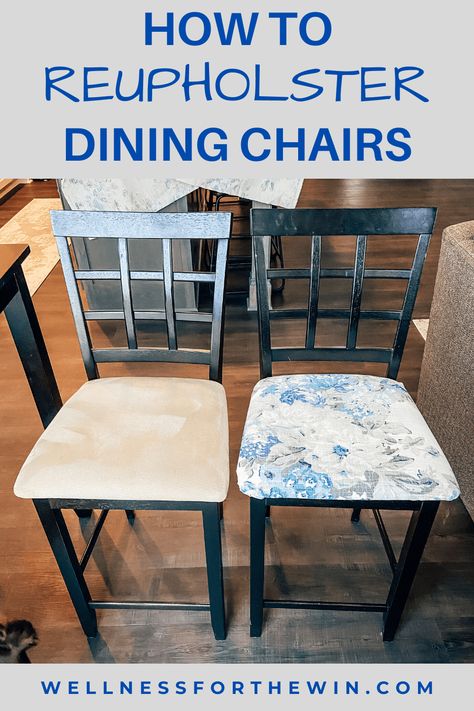 Kitchen Chairs Diy, Dining Room Chairs Diy, Reapolstering Chairs, Reupholster Chair Diy, Reupholster Dining Room Chairs, Upholstered Chairs Diy, Refurbished Chairs, Chair Reupholstery, Diy Furniture Upholstery