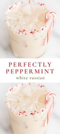 White Holiday Drinks, White Christmas Drinks For Adults, Holiday White Russian Recipe, Pepermint Vodka Cocktails, Cocktails With Half And Half, Peppermint Mixed Drinks, Rumchata Peppermint Drinks, Drinks With Half And Half, Holiday Cocktails Peppermint