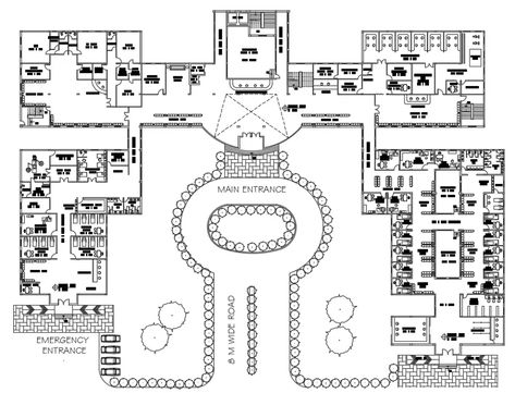 Multispecialty Hospital Layout Plan AutoCAD Drawing DWG File - Cadbull Hospital Plans Architecture, Clinic Plan Architecture, Hospital Floor Plan Layout, Hospital Design Architecture Floor Plans, Hospital Floor Plan Medical Center, Hospital Layout Floor Plans, Bloxburg Hospital Layout, Hospital Plan Design, Hospital Plan Architecture