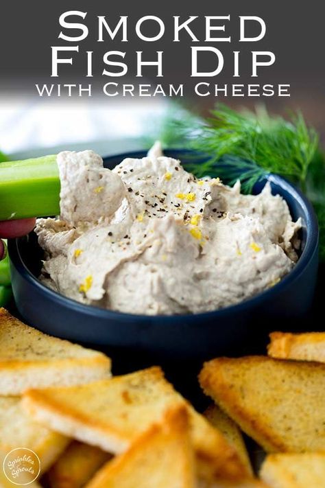 This smoked fish dip with cream cheese makes a great appetizer or snack idea for parties. It is rich and creamy and no one would know that it is made from kipper snacks. Yes this decadent spread is made with canned fish!! It is low carb, when served with celery sticks or vegetable batons and keeps well for several days. You can prepare it in advance and it is simple to make with a food processor. #partydip #seafooddip #easypartyfood #dip #kippersnacks Fish Dip Recipe, Appetizers Seafood, Fish Dip, Smoked Fish Dip, Herring Recipes, Dip With Cream Cheese, Canned Fish, Dip Easy, Gluten Free Puff Pastry