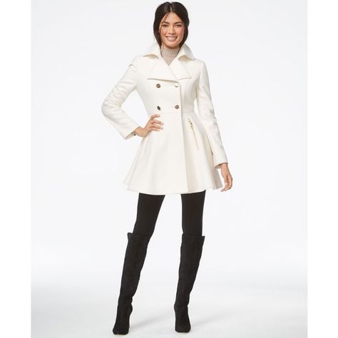 Laundry by Shelli Segal Petite Double-Breasted Flared Peacoat ($225) ❤ liked on Polyvore featuring outerwear, coats, ivory, flared coat, petite pea coat, flare coat, white peacoat und white winter coat White Peacoat, Dress Polyvore, White Winter Coat, Fall Winter Coat, Cute Coats, Chic Coat, Wool Trench Coat, Game Dresses, Xl Fashion