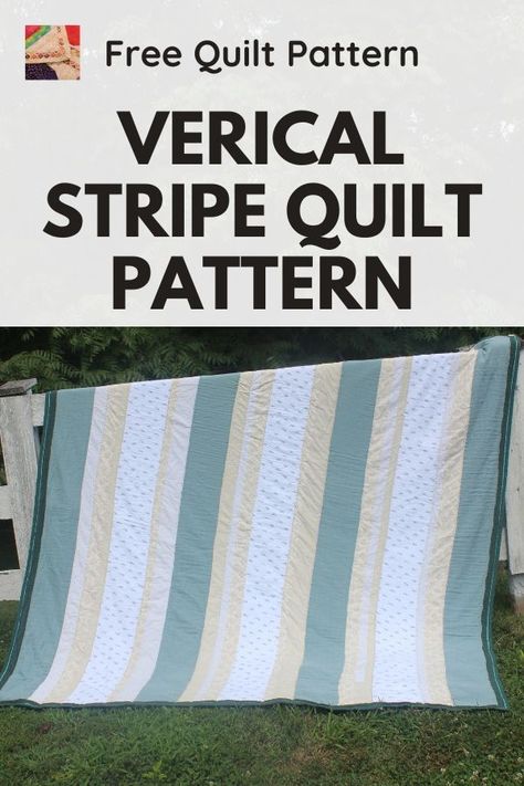 It's a quick and easy quilt to make since it consists of many long strips of fabric. The top comes together very quickly. Free quilt pattern. Stripe Quilt Pattern, Strip Quilt Patterns, Lap Quilt Patterns, String Quilt, Strip Pattern, Easy Quilt, Striped Quilt, Easy Quilt Patterns, Quilt Binding