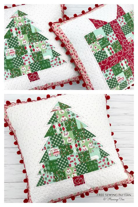 Patchwork Christmas Pillows Free Sewing Patterns | Fabric Art DIY Free Cushion Patterns Sewing, Quilted Christmas Pillow Patterns Free, Christmas Applique Pillows Free Pattern, Christmas Pillow Applique, Christmas Pillow Patterns Free, Quilted Christmas Pillows Patterns, Christmas Patchwork Ideas, Free Christmas Sewing Patterns, Quillow Pattern Free