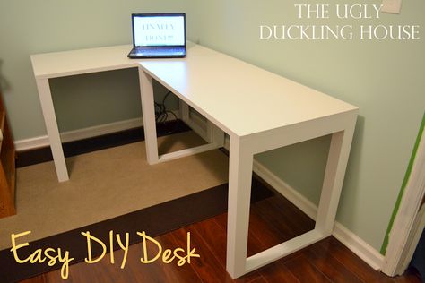 easy diy craft desk Corner Desk Plans, Easy Diy Desk, Diy Crafts Desk, Diy Corner Desk, Diy Office Desk, Diy Computer Desk, Craft Table Diy, Diy Muebles Ideas, Desk Diy