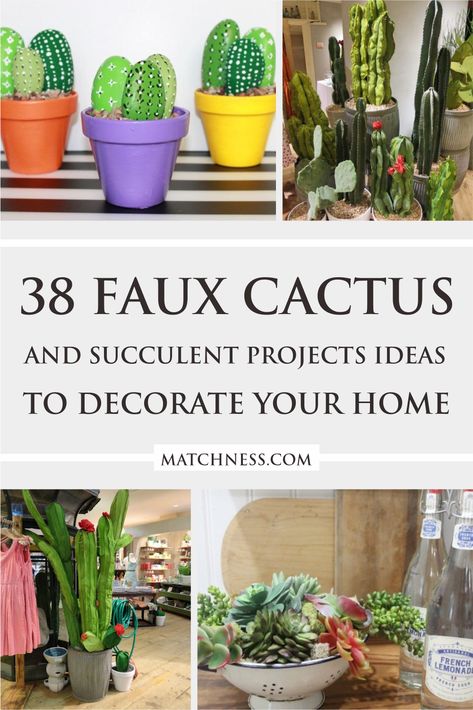 38 Faux Cactus and Succulent Projects and Ideas to Decorate Your Home ~ Matchness.com Succulent Projects, Mini Cactus Garden, Fake Cactus, Artificial Cactus, Faux Cactus, Mini Cactus, Ceiling Treatments, Succulent Wall, Cactus Decor