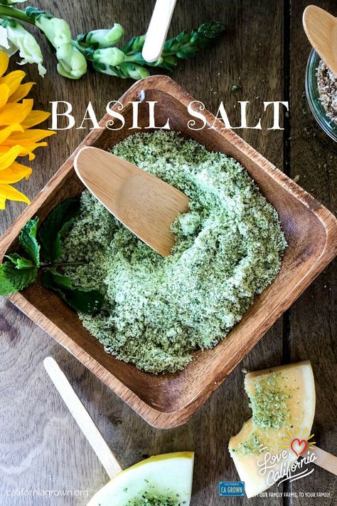 Basil Extract Recipe, Basil Salt Uses, Basil Finishing Salt, Oregano Salt Recipe, Basil Sea Salt, How To Make Basil Salt, Herbal Salts Recipes, Basil Salt Recipe Easy, Diy Flavored Salt Recipe