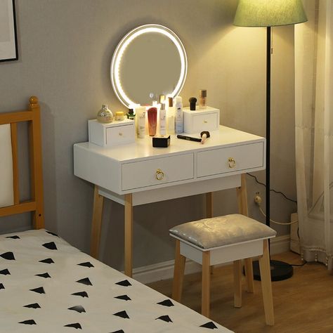 Norden Home Stovall Dressing Table with Mirror | Wayfair.co.uk Small Dressing Table, Dressing Table With Mirror, Table With Mirror, Bedroom Makeup Vanity, Dresser Vanity, Dressing Table Set, Makeup Table, Dressing Table Mirror, Modern Dresser