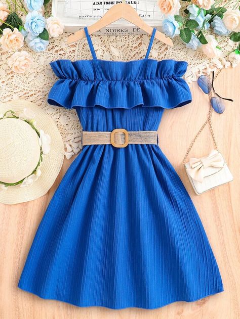 Cute Blue Outfits, Kids Summer Dresses, Shein Kids, Teen Girl Dresses, Cute Dress Outfits, Casual White Dress, Black White Yellow, White Dress Summer, Dresses Kids Girl