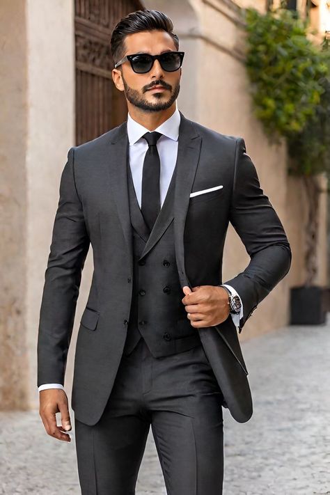 Men Vest Outfits, Stylish Mens Suits, Blazer Outfits Men, Blue Suit Wedding, Suits Men Business, Classy Suits, Formal Men Outfit, Dress Suits For Men, Designer Suits For Men