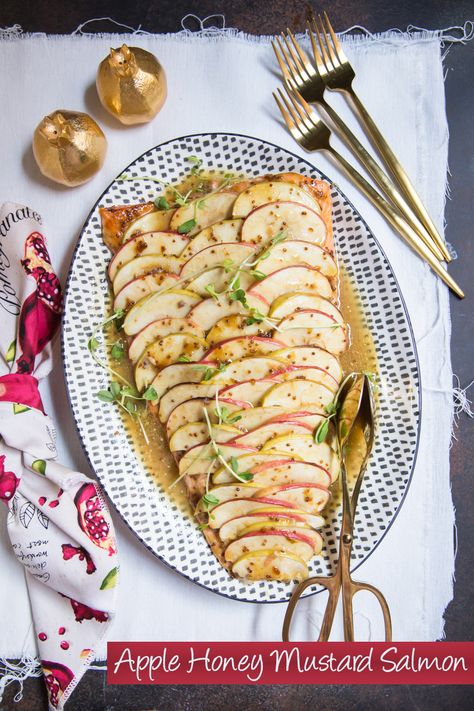 Apple Honey Mustard Salmon – Busy in Brooklyn Apple Salmon, Honey Mustard Salmon Recipes, Fish Entrees, Honey Mustard Salmon, Mcintosh Apples, Apple Honey, Homemade Honey Mustard, Kosher Cooking, Mustard Salmon