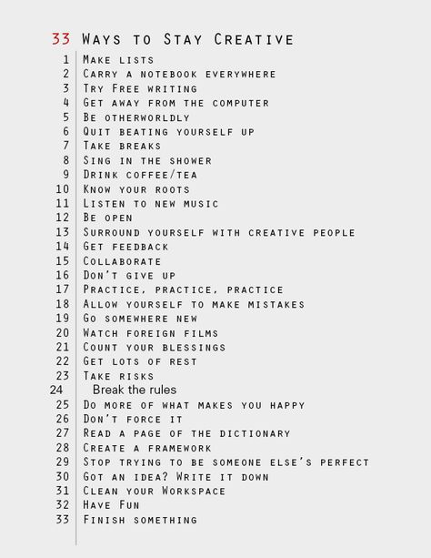 34 Ways to Stay Creative