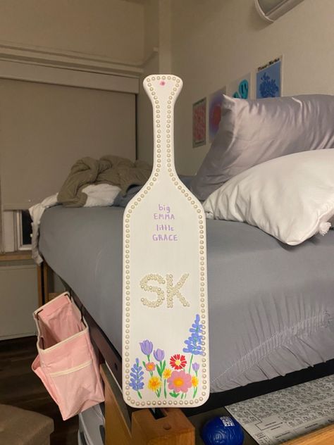 Trendy Sorority Paddle, Paddle Inspiration Sorority, Sorority Paddle Inspiration, Sage Green Sorority Paddle, Sorority Paddles Aesthetic, Easy Sorority Paddles, Painted Sorority Paddle, Alpha Gamma Delta Paddle, Sigma Kappa Paddle Ideas