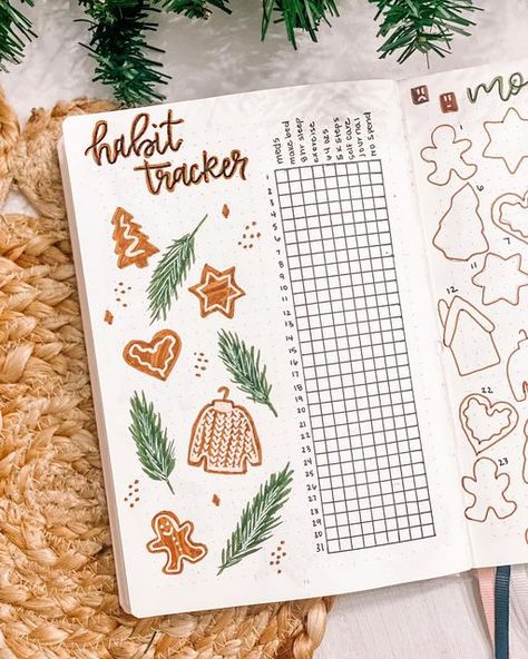 Bujo Ideas December, Bujo December Monthly, January Tracker, December Bujo Spread, December Dot Journal Ideas, December Tracker, December Journal Page, Yearly Tracker Ideas, December Habit Tracker